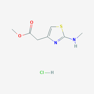 molecular formula C7H11ClN2O2S B1423027 Methyl 2-[2-(methylamino)-1,3-thiazol-4-yl]acetate hydrochloride CAS No. 1306607-11-3