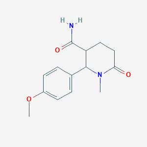 molecular formula C14H18N2O3 B1423062 2-(4-Methoxyphenyl)-1-methyl-6-oxopiperidine-3-carboxamide CAS No. 1311316-94-5
