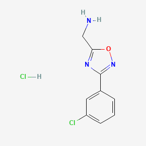 molecular formula C9H9Cl2N3O B1423063 [3-(3-氯苯基)-1,2,4-恶二唑-5-基]甲胺盐酸盐 CAS No. 1311316-67-2