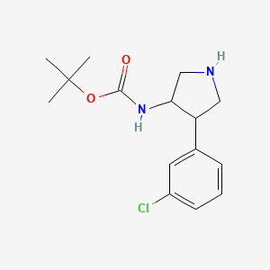 molecular formula C15H21ClN2O2 B1423078 叔丁基 N-[4-(3-氯苯基)吡咯烷-3-基]氨基甲酸酯 CAS No. 1315368-76-3