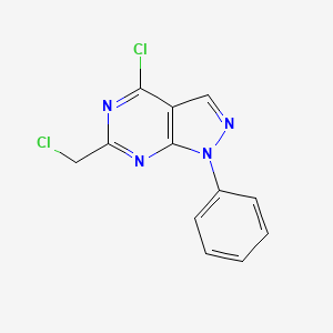 molecular formula C12H8Cl2N4 B1423085 4-氯-6-(氯甲基)-1-苯基-1H-吡唑并[3,4-d]嘧啶 CAS No. 1354952-35-4