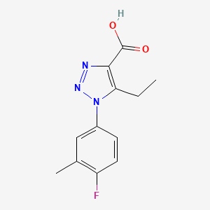 molecular formula C12H12FN3O2 B1423147 5-ethyl-1-(4-fluoro-3-methylphenyl)-1H-1,2,3-triazole-4-carboxylic acid CAS No. 1239720-61-6