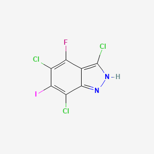 molecular formula C7HCl3FIN2 B1423202 3,5,7-三氯-4-氟-6-碘-2H-吲唑 CAS No. 1000341-59-2