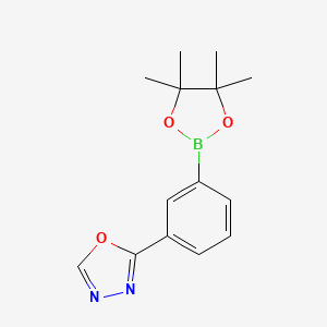 molecular formula C14H17BN2O3 B1423204 2-[3-(4,4,5,5-Tetramethyl-1,3,2-dioxaborolan-2-yl)phenyl]-1,3,4-oxadiazole CAS No. 1186334-84-8