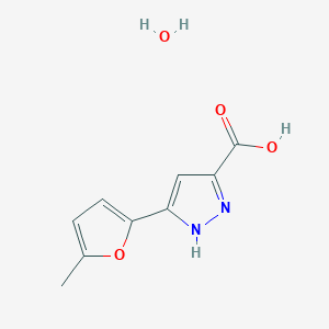 molecular formula C9H10N2O4 B1423208 3-(5-Methyl-2-furyl)-1H-pyrazole-5-carboxylic acid hydrate CAS No. 1296274-68-4