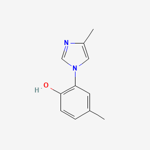 molecular formula C11H12N2O B14232188 4-Methyl-2-(4-methyl-1H-imidazol-1-yl)phenol CAS No. 478685-75-5