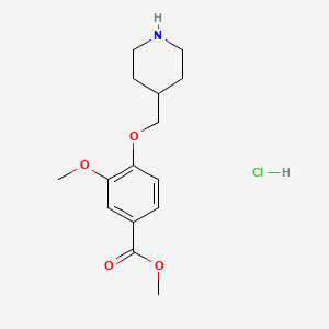 molecular formula C15H22ClNO4 B1423220 Methyl 3-methoxy-4-(piperidin-4-ylmethoxy)-benzoate hydrochloride CAS No. 1261079-73-5