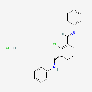 molecular formula C20H20Cl2N2 B1423231 N-((E)-(2-chloro-3-((E)-(phenylimino)methyl)cyclohex-2-en-1-ylidene)methyl)aniline hydrochloride CAS No. 195382-10-6