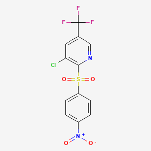 molecular formula C12H6ClF3N2O4S B1423241 3-氯-2-[(4-硝基苯)磺酰基]-5-(三氟甲基)吡啶 CAS No. 1281872-40-9
