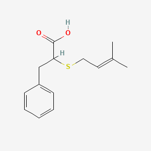 molecular formula C14H18O2S B1423266 2-[(3-Methylbut-2-en-1-yl)sulfanyl]-3-phenylpropanoic acid CAS No. 1184144-84-0