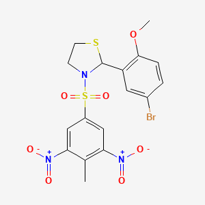 2-(5-Bromo-2-methoxyphenyl)-3-(4-methyl-3,5-dinitrobenzene-1-sulfonyl)-1,3-thiazolidine