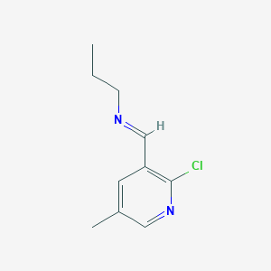 molecular formula C10H13ClN2 B14232705 (E)-1-(2-Chloro-5-methylpyridin-3-yl)-N-propylmethanimine CAS No. 490029-11-3