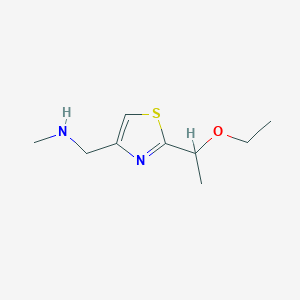 molecular formula C9H16N2OS B1423325 {[2-(1-Ethoxyethyl)-1,3-thiazol-4-yl]methyl}(methyl)amine CAS No. 1339916-57-2