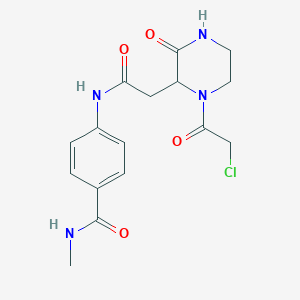 molecular formula C16H19ClN4O4 B1423337 4-({[1-(chloroacetyl)-3-oxopiperazin-2-yl]acetyl}amino)-N-methylbenzamide CAS No. 1306738-25-9