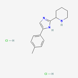 molecular formula C15H21Cl2N3 B1423345 2-[4-(4-methylphenyl)-1H-imidazol-2-yl]piperidine dihydrochloride CAS No. 1354952-32-1