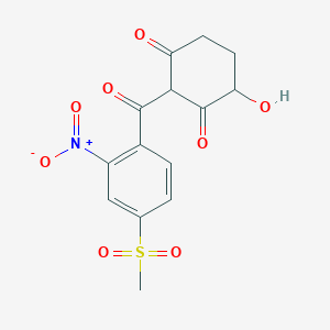 molecular formula C14H13NO8S B14233471 4-Hydroxy-2-(4-methylsulfonyl-2-nitrobenzoyl)cyclohexane-1,3-dione CAS No. 393085-44-4