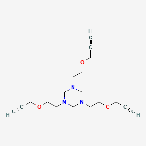 molecular formula C18H27N3O3 B14233520 1,3,5-Tris{2-[(prop-2-yn-1-yl)oxy]ethyl}-1,3,5-triazinane CAS No. 820241-33-6