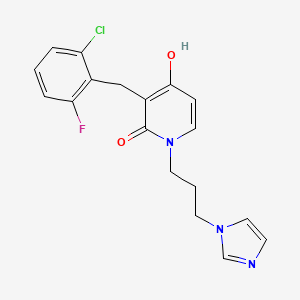 molecular formula C18H17ClFN3O2 B1423395 3-(2-氯-6-氟苄基)-4-羟基-1-[3-(1H-咪唑-1-基)丙基]-2(1H)-吡啶酮 CAS No. 477869-81-1