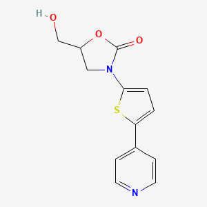 molecular formula C13H12N2O3S B14234388 5-(Hydroxymethyl)-3-[5-(pyridin-4-yl)thiophen-2-yl]-1,3-oxazolidin-2-one CAS No. 392252-96-9