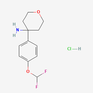 molecular formula C12H16ClF2NO2 B1423439 4-[4-(二氟甲氧基)苯基]氧杂-4-胺盐酸盐 CAS No. 1334147-25-9