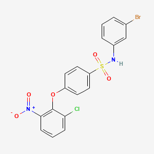 molecular formula C18H12BrClN2O5S B14234413 N-(3-Bromophenyl)-4-(2-chloro-6-nitrophenoxy)benzene-1-sulfonamide CAS No. 823781-50-6