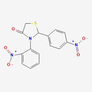 molecular formula C15H11N3O5S B14234414 3-(2-Nitrophenyl)-2-(4-nitrophenyl)-1,3-thiazolidin-4-one CAS No. 400005-16-5