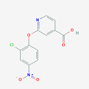 molecular formula C12H7ClN2O5 B1423463 2-(2-氯-4-硝基苯氧基)吡啶-4-羧酸 CAS No. 1183359-87-6