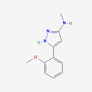 molecular formula C11H13N3O B1423472 5-(2-甲氧基苯基)-N-甲基-1H-吡唑-3-胺 CAS No. 1334145-91-3