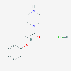 molecular formula C14H21ClN2O2 B1423482 2-(2-甲基苯氧基)-1-(哌嗪-1-基)丙酮盐酸盐 CAS No. 1334148-90-1