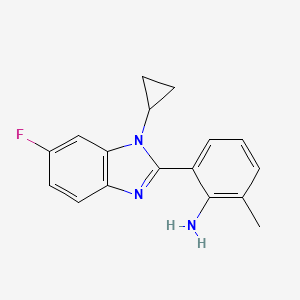 B1423519 6-(1-cyclopropyl-6-fluoro-2,3-dihydro-1H-1,3-benzodiazol-2-ylidene)-2-methylcyclohexa-2,4-dien-1-imine CAS No. 1355939-28-4