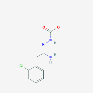 molecular formula C13H18ClN3O2 B1423588 N'-[1-Amino-2-(2-chlorophenyl)ethylidene]hydrazinecarboxylic acid tert-butyl ester CAS No. 1053656-05-5