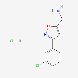 molecular formula C10H10Cl2N2O B1423590 (3-(3-氯苯基)异噁唑-5-基)甲胺盐酸盐 CAS No. 1159826-68-2