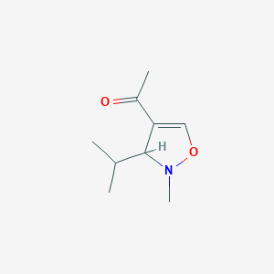 molecular formula C9H15NO2 B142365 Ethanone, 1-[2,3-dihydro-2-methyl-3-(1-methylethyl)-4-isoxazolyl]-(9CI) CAS No. 140116-82-1