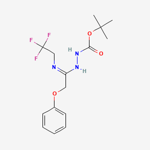 B1423664 [(1Z)-1-({[(tert-butoxy)carbonyl]amino}imino)-2-phenoxyethyl](2,2,2-trifluoroethyl)amine CAS No. 1053657-91-2