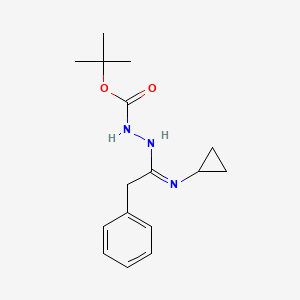 molecular formula C16H23N3O2 B1423670 tert-Butyl 2-(1-(cyclopropylamino)-2-phenylethylidene)hydrazinecarboxylate CAS No. 1053657-34-3