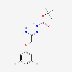 molecular formula C13H17Cl2N3O3 B1423671 N'-[1-Amino-2-(3,5-dichlorophenoxy)ethylidene]hydrazinecarboxylic acid tert-butyl ester CAS No. 1053656-08-8