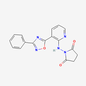 molecular formula C17H13N5O3 B1423685 1-[{[3-(3-苯基-1,2,4-恶二唑-5-基)吡啶-2-基]氨基}吡咯烷-2,5-二酮 CAS No. 1232799-90-4