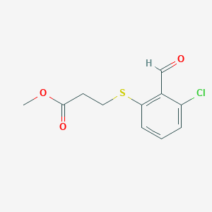 molecular formula C11H11ClO3S B1423695 Methyl 3-[(3-Chloro-2-formylphenyl)thio]propanoate CAS No. 1215582-82-3