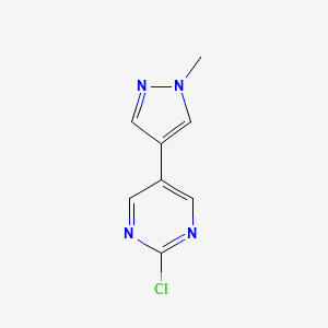 molecular formula C8H7ClN4 B1423733 2-氯-5-(1-甲基-1H-吡唑-4-基)嘧啶 CAS No. 1231943-08-0