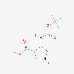 molecular formula C11H20N2O4 B1423740 反式-4-N-Boc-氨基-吡咯烷-3-甲酸甲酯 CAS No. 955138-41-7