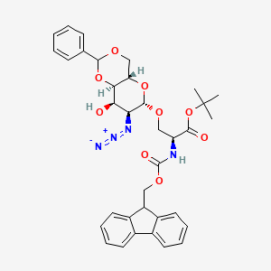 molecular formula C35H38N4O9 B1423783 O-(2-Azido-4,6-O-benzylidene-2-deoxy-alpha-D-galactopyranosyl)-N-[(9H-fluoren-9-ylmethoxy)carbonyl]-L-serine tert-Butyl Ester CAS No. 878483-02-4