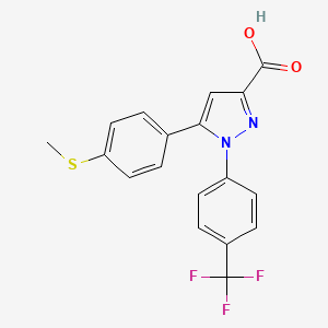 molecular formula C18H13F3N2O2S B1423830 5-(4-Methylsulfanyl-phenyl)-1-(4-trifluoromethyl-phenyl)-1H-pyrazole-3-carboxylic acid CAS No. 1017781-23-5