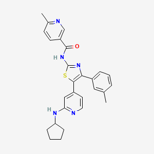 molecular formula C27H27N5OS B14238305 N-[5-(2-Cyclopentylamino-4-pyridyl)-4-(3-methylphenyl)-1,3-thiazol-2-YL]-6-methylnicotinamide CAS No. 365429-79-4