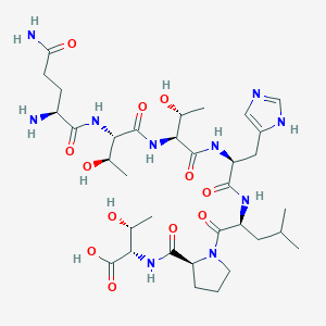 molecular formula C34H56N10O12 B14238331 L-Glutaminyl-L-threonyl-L-threonyl-L-histidyl-L-leucyl-L-prolyl-L-threonine CAS No. 415894-90-5