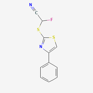 molecular formula C11H7FN2S2 B14238347 Acetonitrile, fluoro[(4-phenyl-2-thiazolyl)thio]- CAS No. 493046-83-6