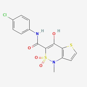 molecular formula C14H11ClN2O4S2 B1423853 N-(4-Chlorophenyl)-4-hydroxy-1-methyl-2,2-dioxo-1,2-dihydro-2lambda6-thieno[3,2-C][1,2]thiazine-3-carboxamide CAS No. 303987-78-2