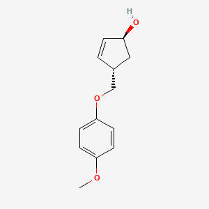 molecular formula C13H16O3 B14238546 2-Cyclopenten-1-ol, 4-[(4-methoxyphenoxy)methyl]-, (1S,4S)- CAS No. 592508-20-8