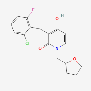 molecular formula C17H17ClFNO3 B1423855 3-(2-chloro-6-fluorobenzyl)-4-hydroxy-1-(tetrahydro-2-furanylmethyl)-2(1H)-pyridinone CAS No. 477860-53-0