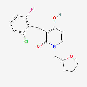 molecular formula C17H17ClFNO3 B1423855 3-(2-氯-6-氟苄基)-4-羟基-1-(四氢-2-呋喃基甲基)-2(1H)-吡啶酮 CAS No. 477860-53-0