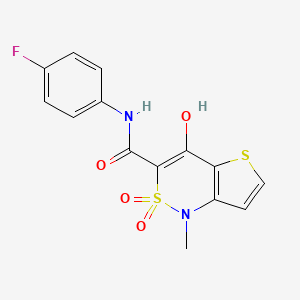 molecular formula C14H11FN2O4S2 B1423862 N-(4-氟苯基)-4-羟基-1-甲基-2,2-二氧代-1,2-二氢-2λ~6~-噻吩并[3,2-c][1,2]噻嗪-3-甲酰胺 CAS No. 303987-81-7